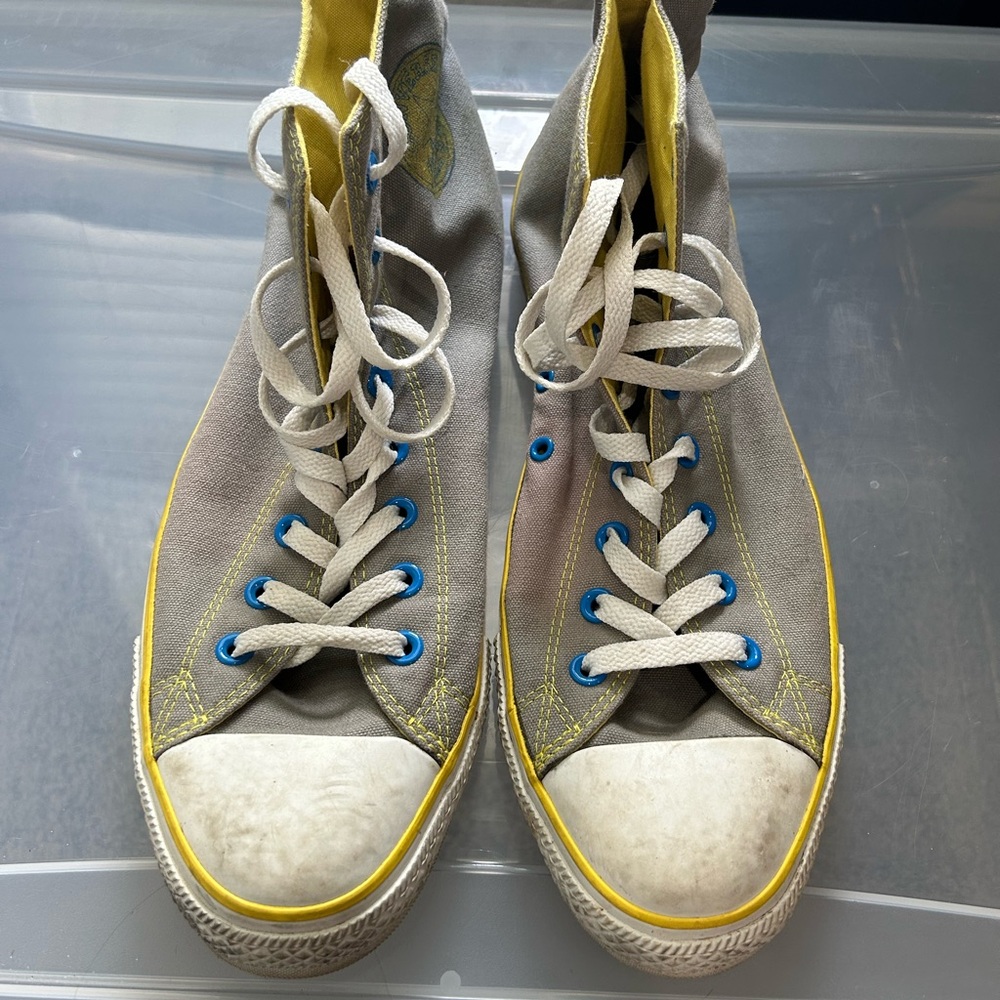 Converse Yellow and Gray High-Tops